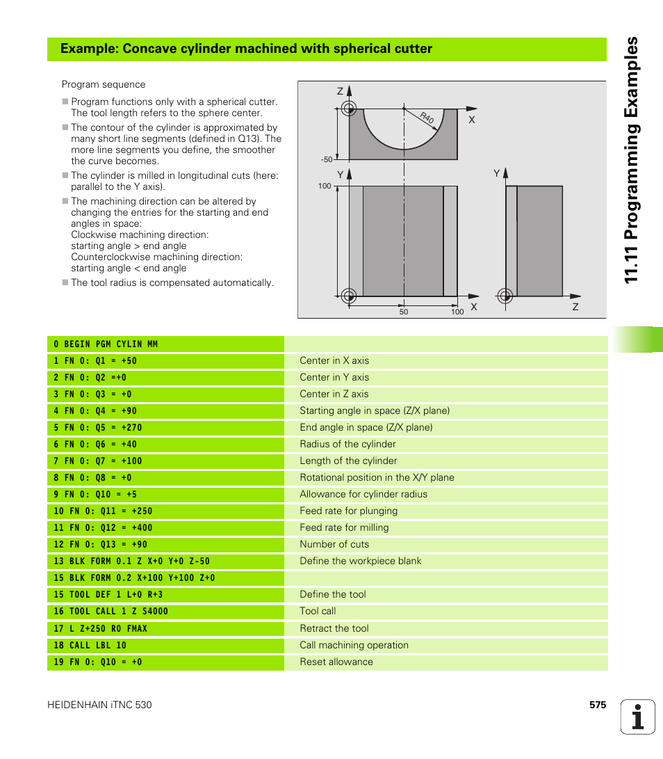 1 1 pr ogr amming examples | HEIDENHAIN iTNC 530 (340 49x-02) User Manual | Page 575 / 689