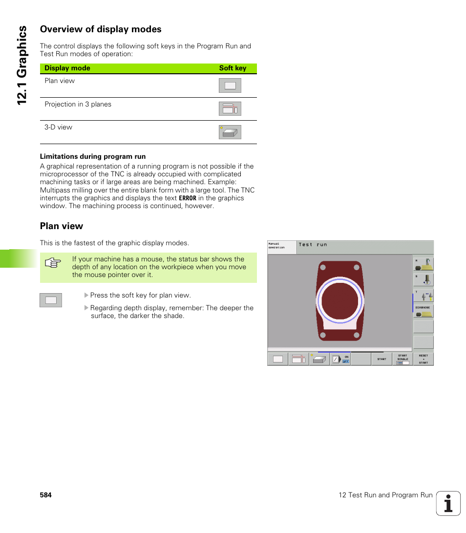 Overview of display modes, Plan view, 1 gr ap hics | HEIDENHAIN iTNC 530 (340 49x-02) User Manual | Page 584 / 689