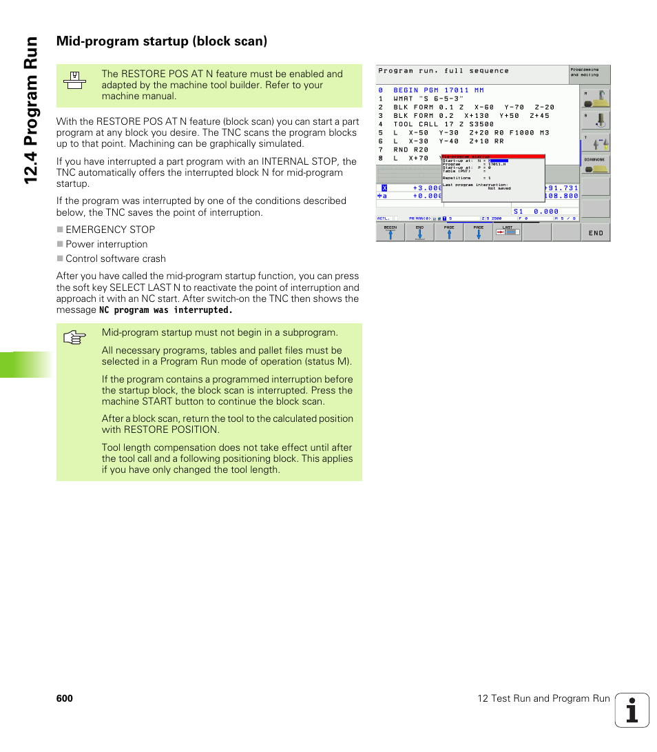 Mid-program startup (block scan), 4 pr ogr am run | HEIDENHAIN iTNC 530 (340 49x-02) User Manual | Page 600 / 689