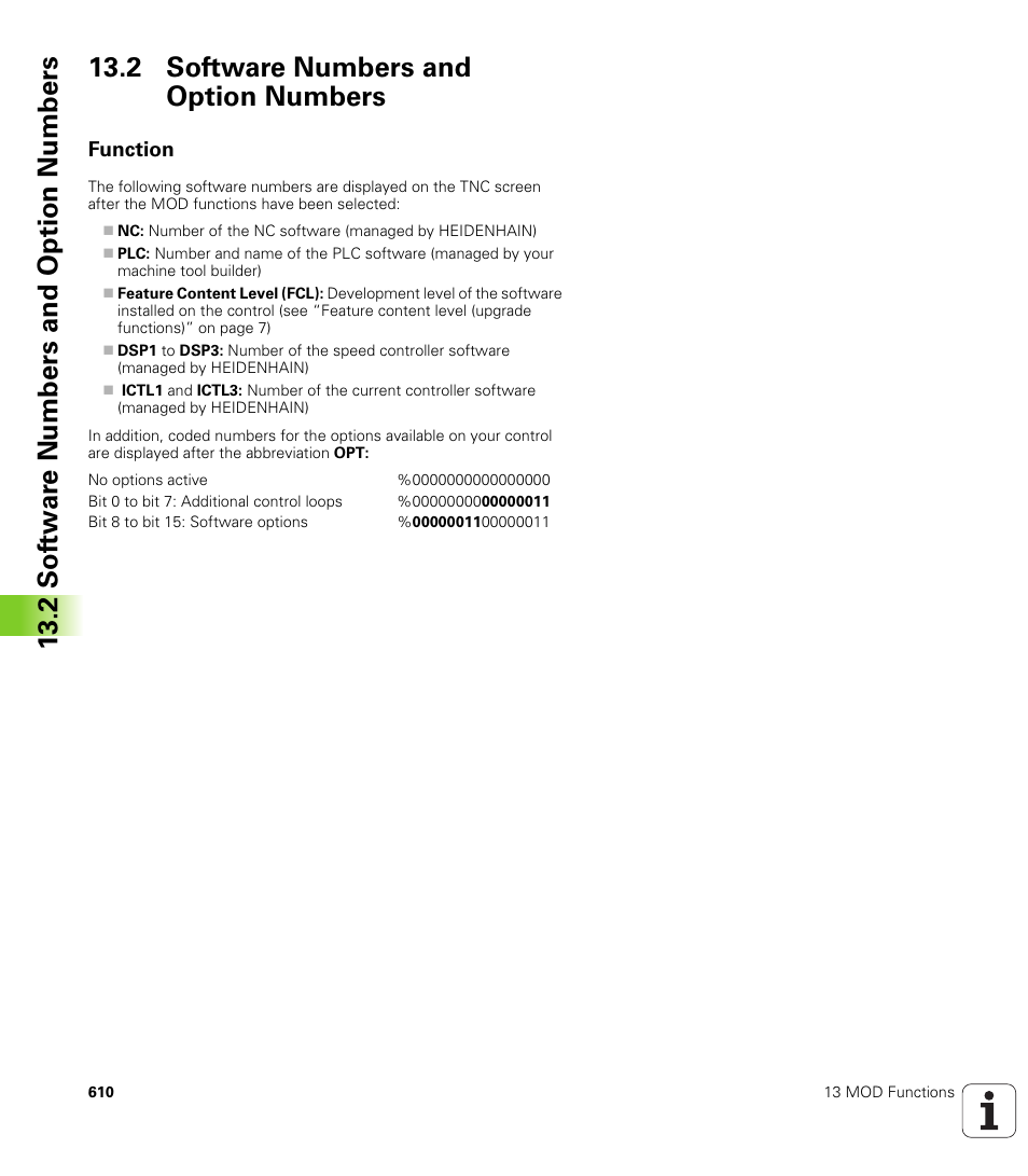 2 software numbers and option numbers, Function | HEIDENHAIN iTNC 530 (340 49x-02) User Manual | Page 610 / 689