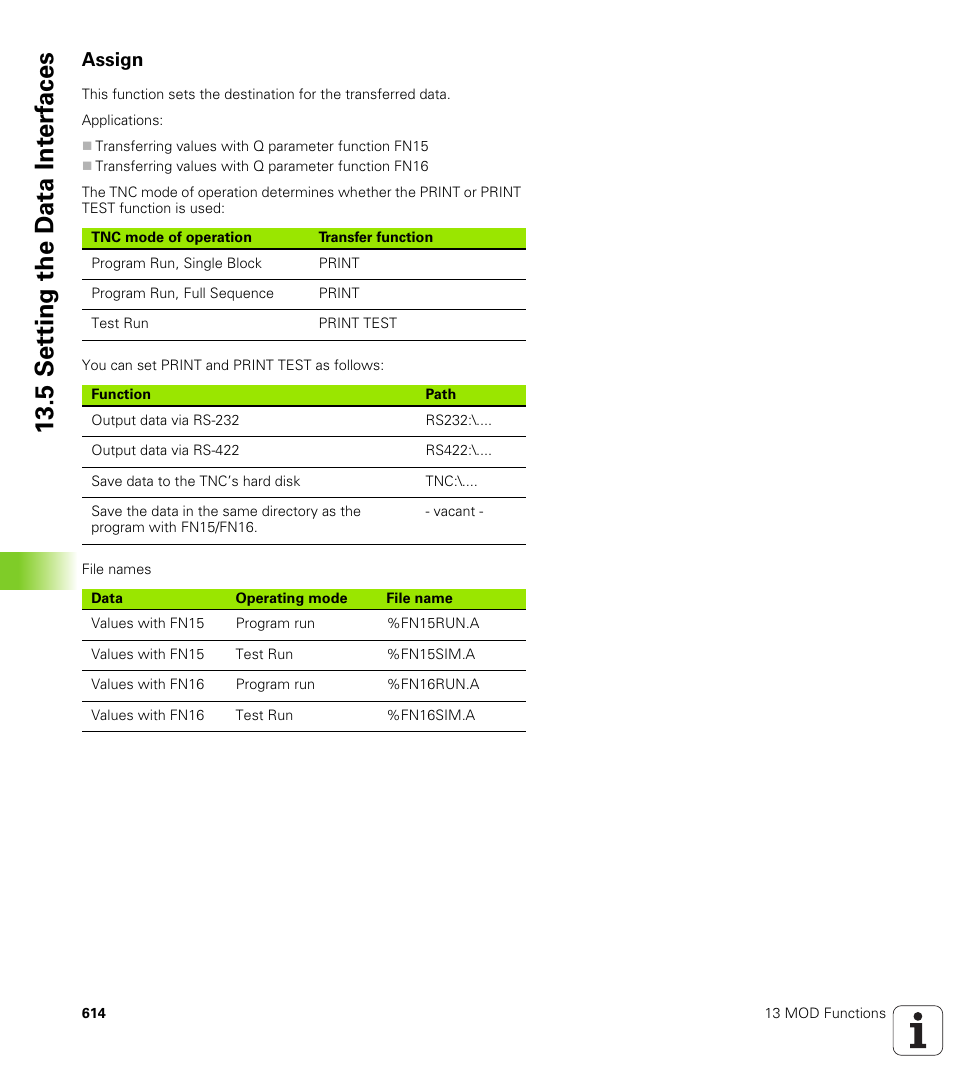 Assign, 5 set ting the d a ta int e rf aces | HEIDENHAIN iTNC 530 (340 49x-02) User Manual | Page 614 / 689