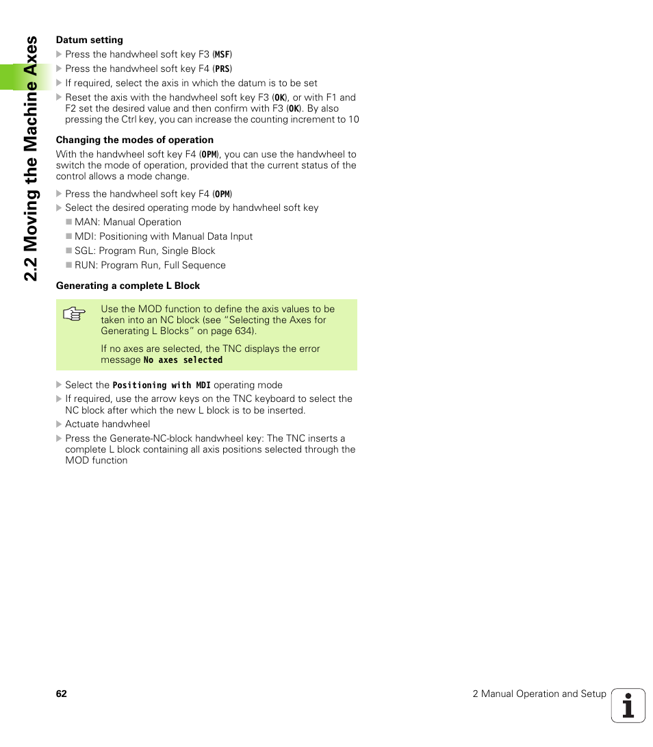 2 mo ving the mac hine ax es | HEIDENHAIN iTNC 530 (340 49x-02) User Manual | Page 62 / 689