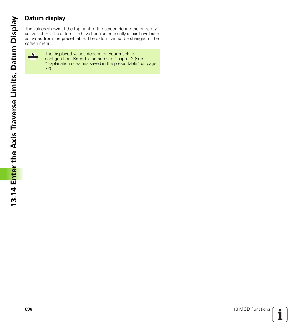 Datum display | HEIDENHAIN iTNC 530 (340 49x-02) User Manual | Page 636 / 689