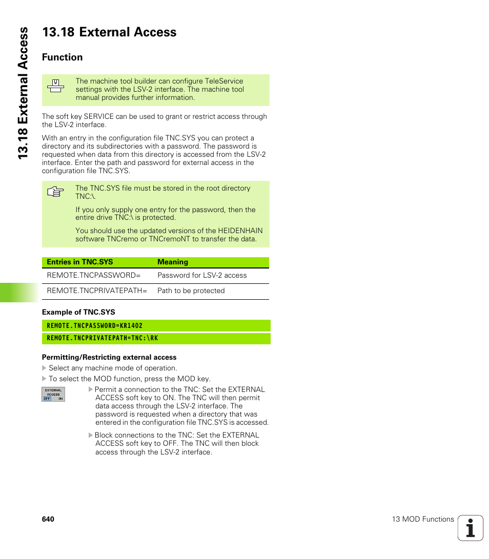 18 external access, Function | HEIDENHAIN iTNC 530 (340 49x-02) User Manual | Page 640 / 689