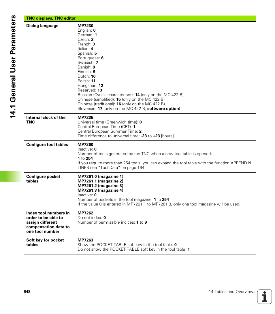 1 gener a l user p a ra met e rs | HEIDENHAIN iTNC 530 (340 49x-02) User Manual | Page 648 / 689
