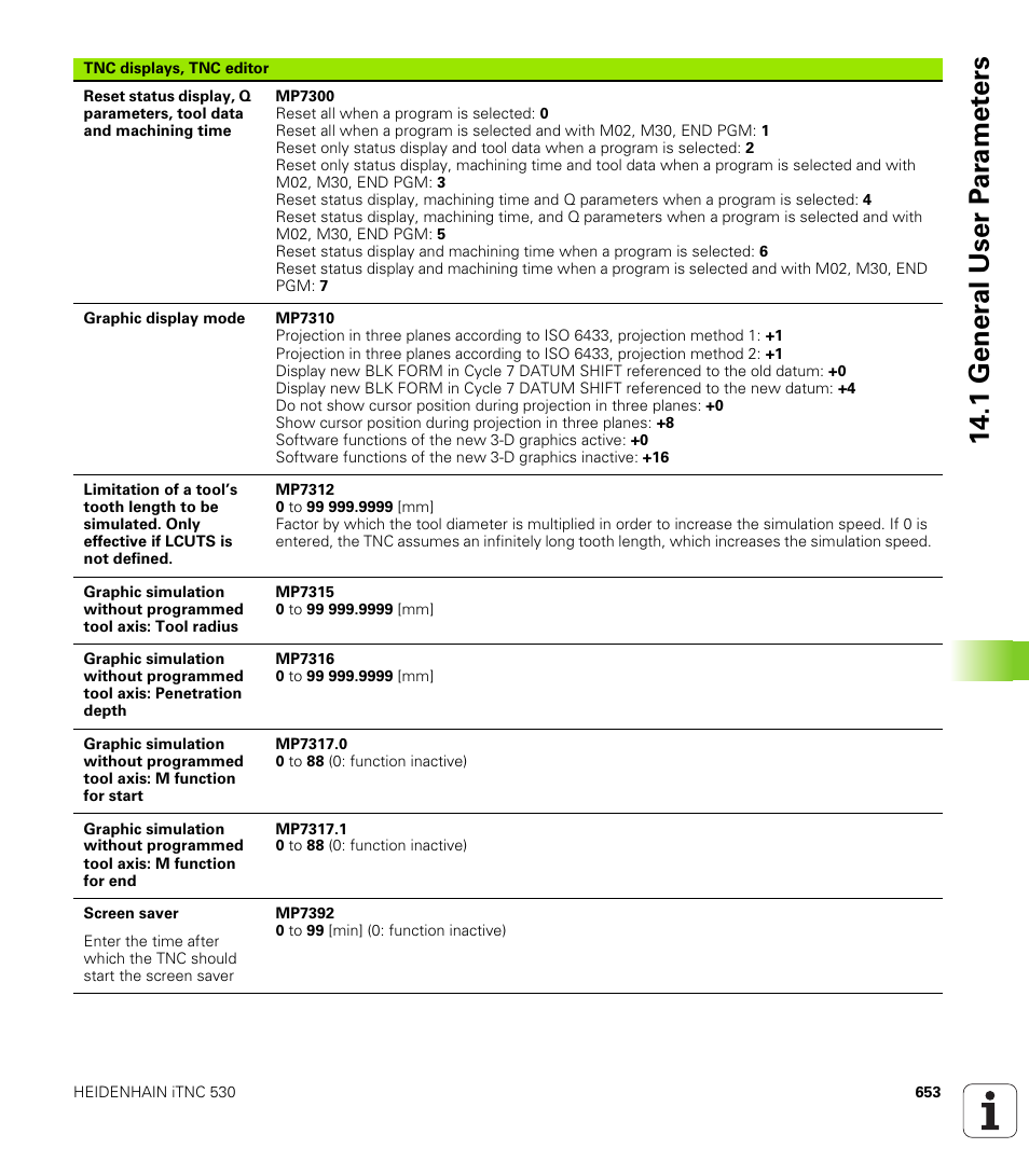 1 gener a l user p a ra met e rs | HEIDENHAIN iTNC 530 (340 49x-02) User Manual | Page 653 / 689