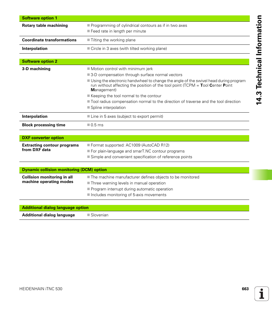 3 t e c hnical inf o rm ation | HEIDENHAIN iTNC 530 (340 49x-02) User Manual | Page 663 / 689