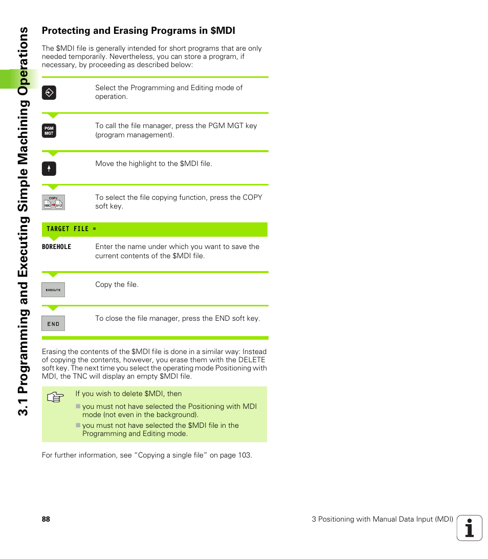 Protecting and erasing programs in $mdi | HEIDENHAIN iTNC 530 (340 49x-02) User Manual | Page 88 / 689