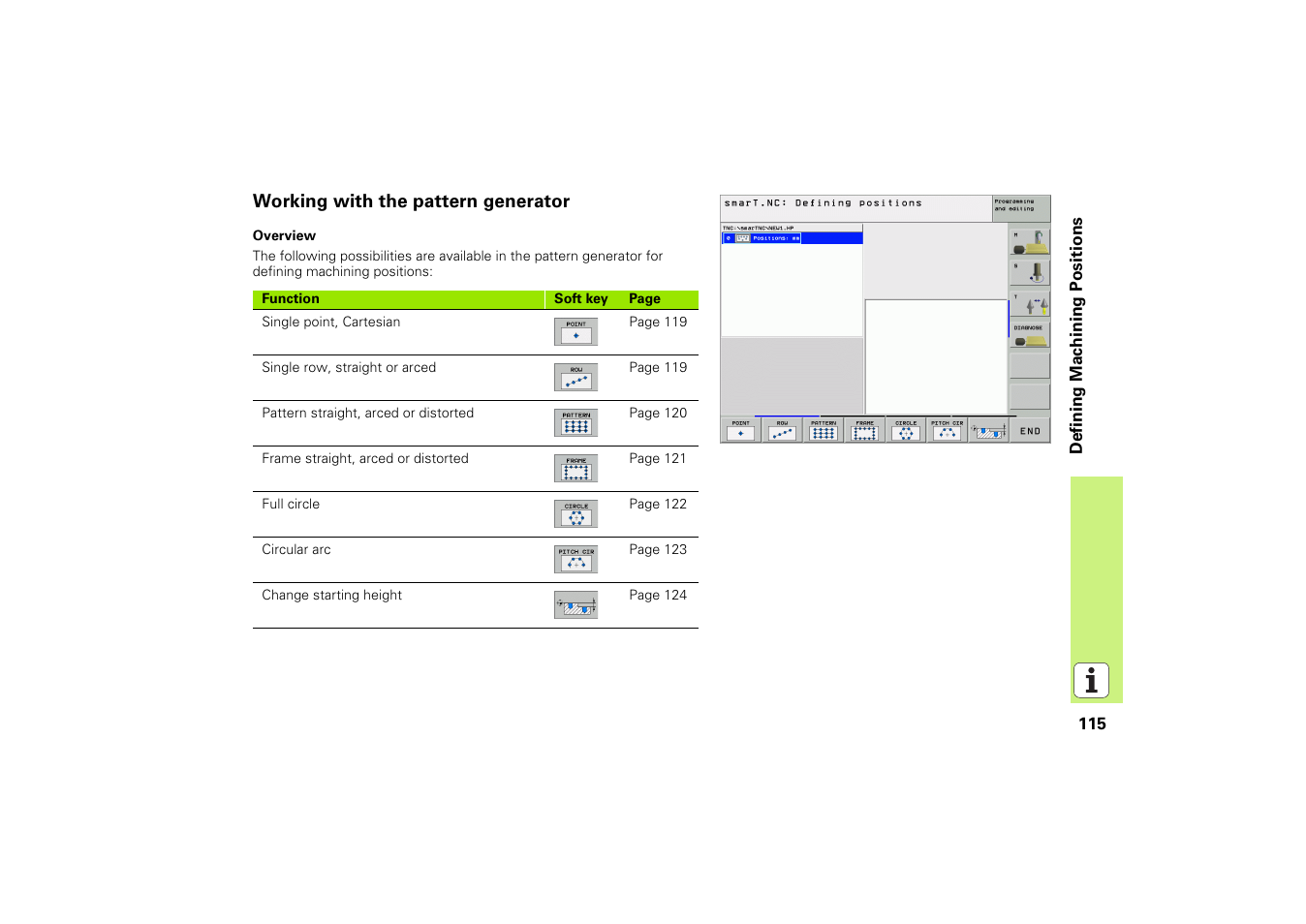 Working with the pattern generator | HEIDENHAIN iTNC 530 (340 49x-02) Pilot User Manual | Page 115 / 151