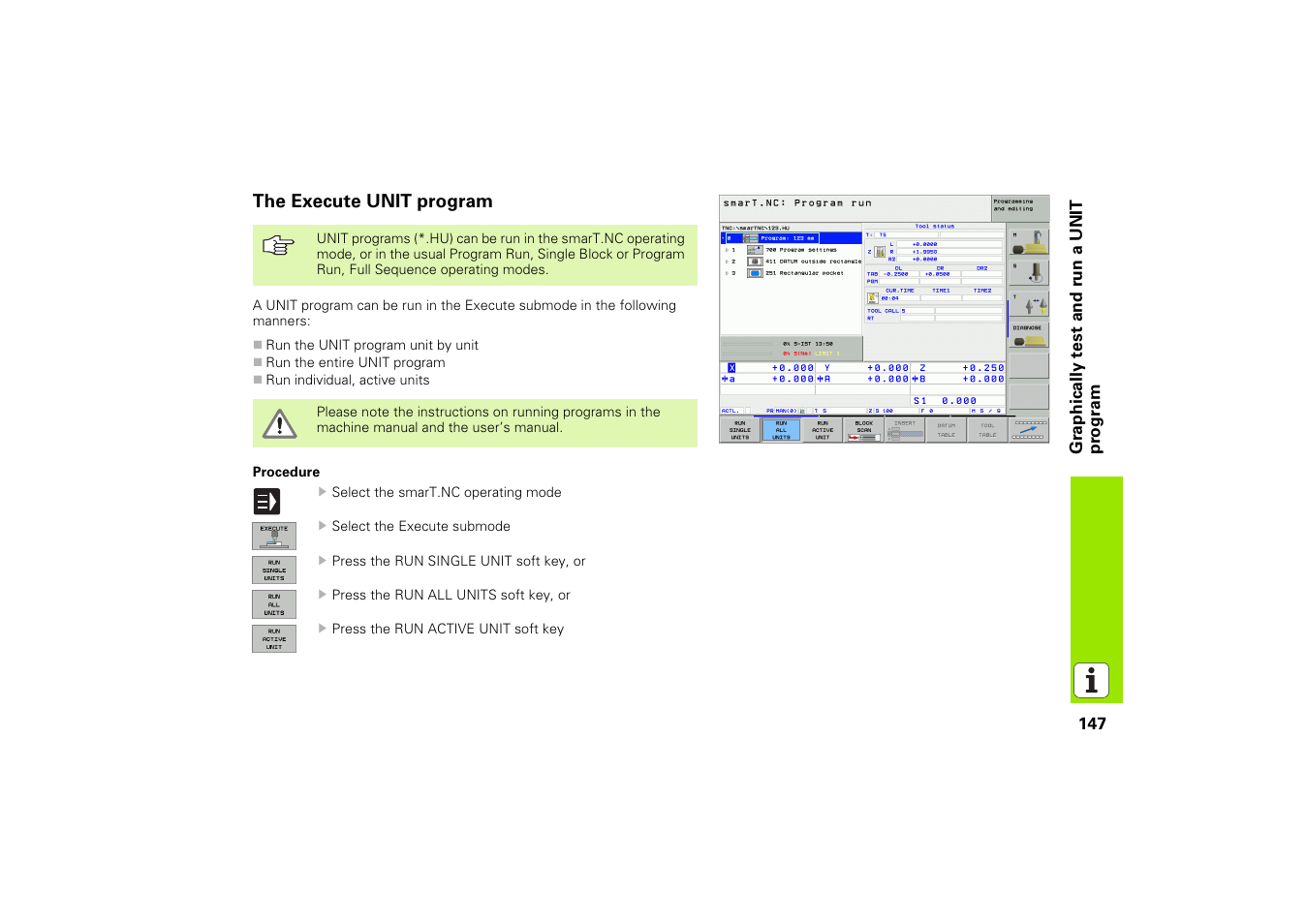 The execute unit program | HEIDENHAIN iTNC 530 (340 49x-02) Pilot User Manual | Page 147 / 151