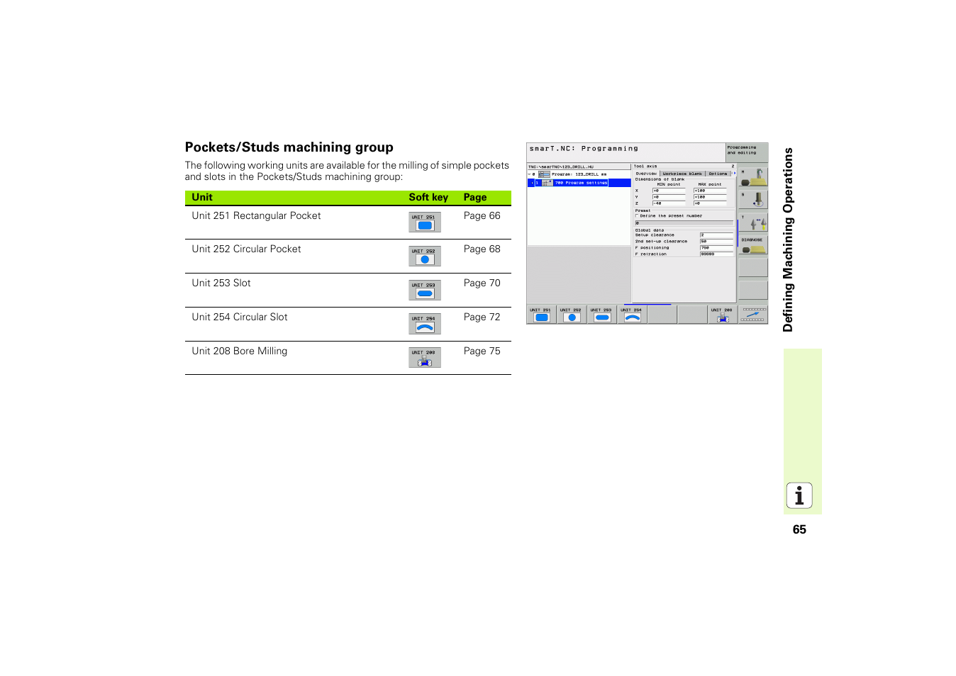 Pockets/studs machining group | HEIDENHAIN iTNC 530 (340 49x-02) Pilot User Manual | Page 65 / 151