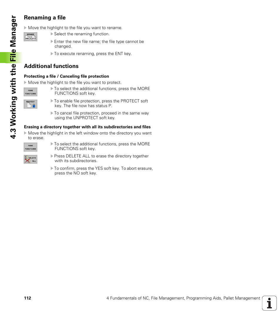 Renaming a file, Additional functions, 3 w o rk ing with the file manag e r | HEIDENHAIN iTNC 530 (340 49x-02) ISO programming User Manual | Page 112 / 623