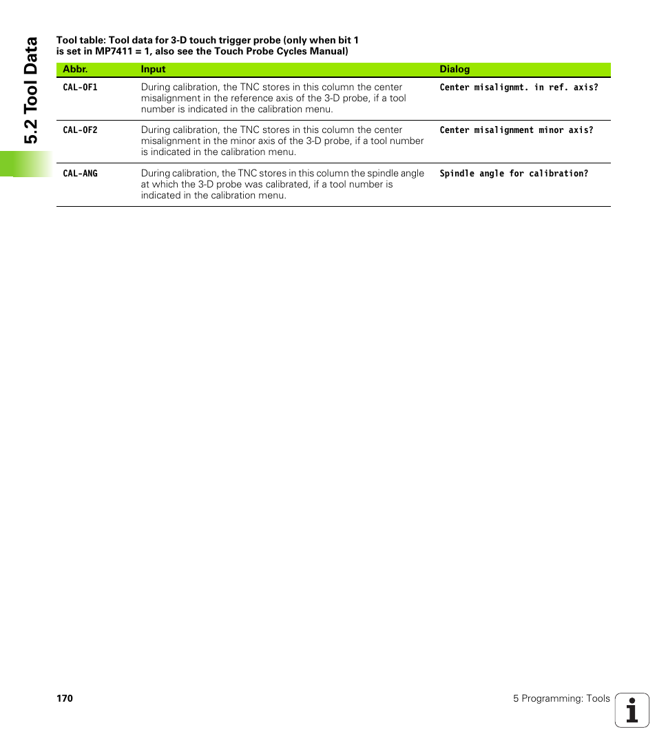 2 t ool d a ta | HEIDENHAIN iTNC 530 (340 49x-02) ISO programming User Manual | Page 170 / 623