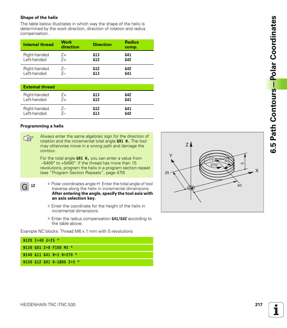 5 p a th cont ours—p olar coor dinat e s | HEIDENHAIN iTNC 530 (340 49x-02) ISO programming User Manual | Page 217 / 623