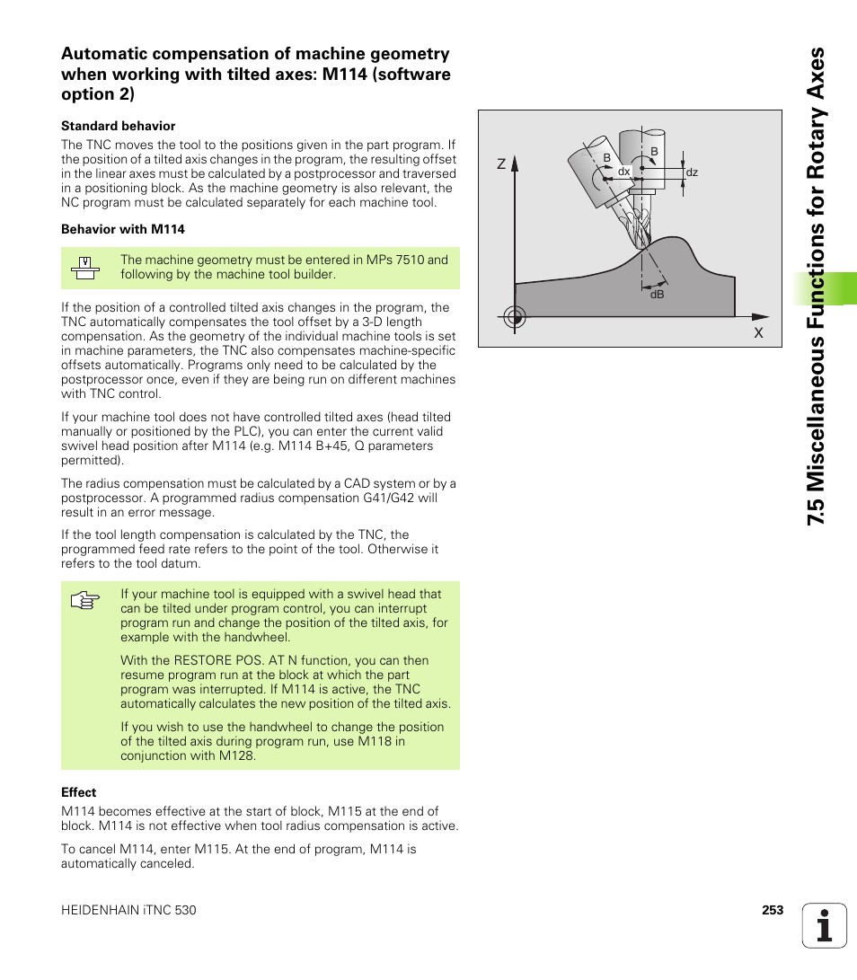 5 miscellaneous f unctions f or rotary ax es | HEIDENHAIN iTNC 530 (340 49x-02) ISO programming User Manual | Page 253 / 623