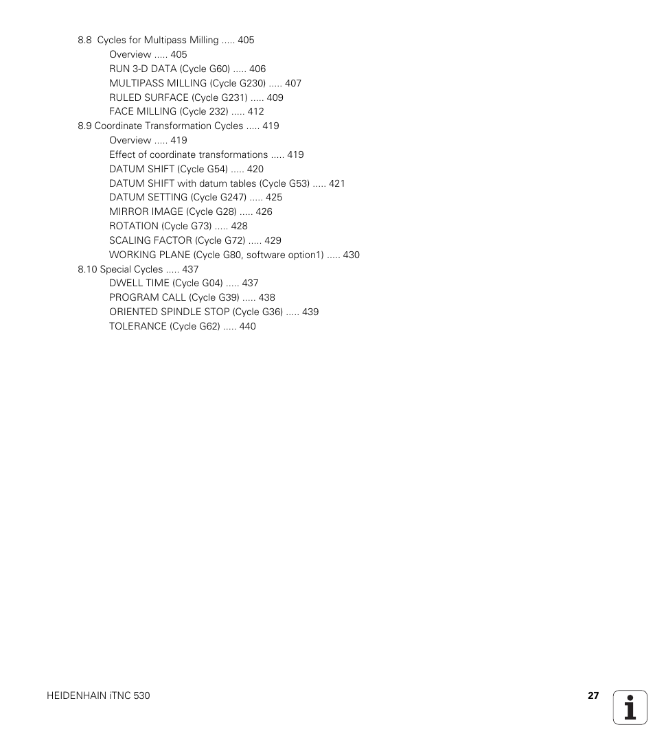 HEIDENHAIN iTNC 530 (340 49x-02) ISO programming User Manual | Page 27 / 623