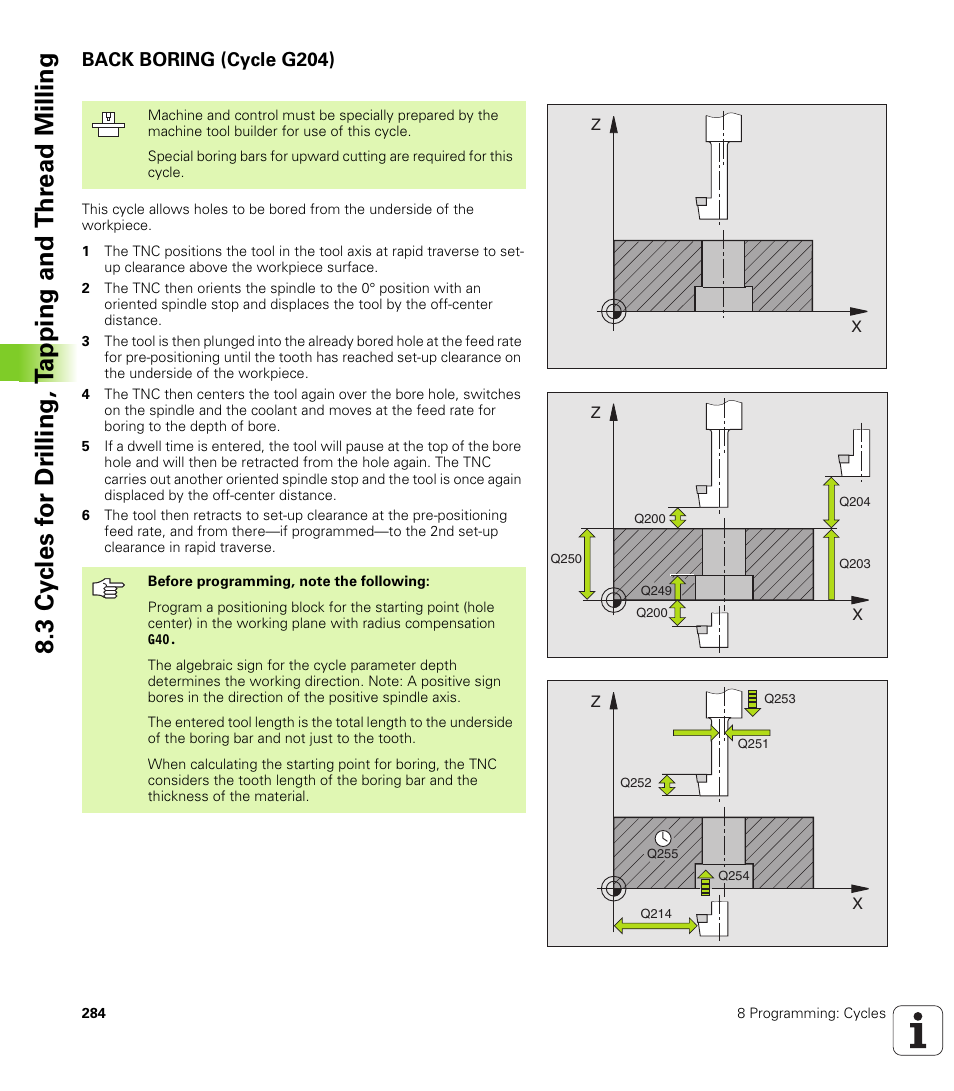 Back boring (cycle g204) | HEIDENHAIN iTNC 530 (340 49x-02) ISO programming User Manual | Page 284 / 623