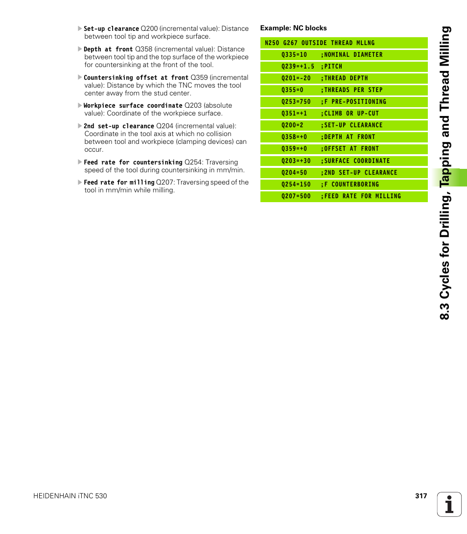 HEIDENHAIN iTNC 530 (340 49x-02) ISO programming User Manual | Page 317 / 623