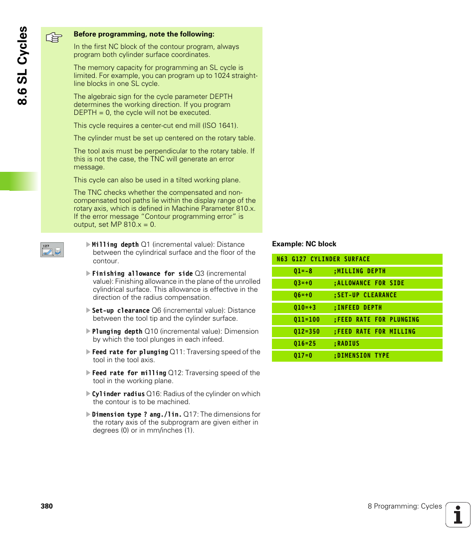 6 sl cy cles | HEIDENHAIN iTNC 530 (340 49x-02) ISO programming User Manual | Page 380 / 623