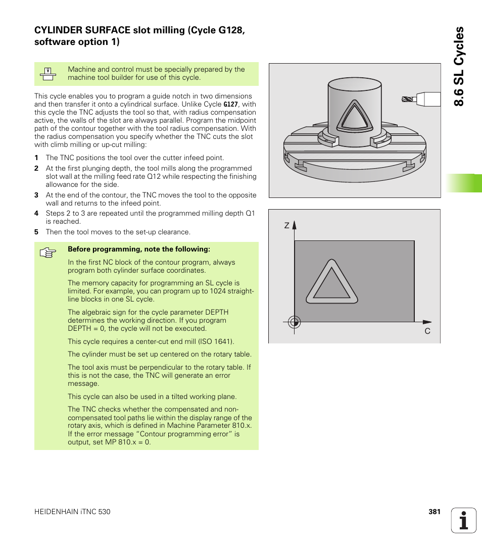 6 sl cy cles | HEIDENHAIN iTNC 530 (340 49x-02) ISO programming User Manual | Page 381 / 623