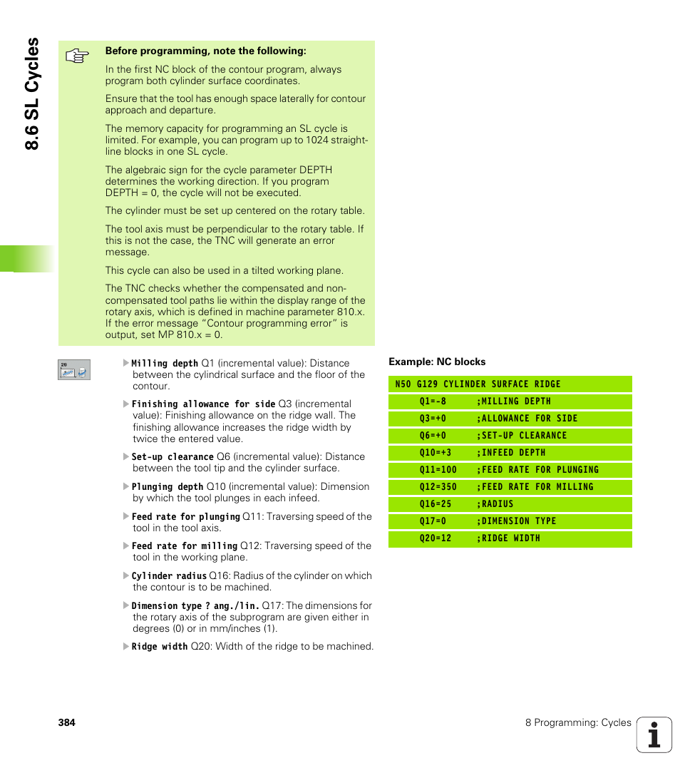 6 sl cy cles | HEIDENHAIN iTNC 530 (340 49x-02) ISO programming User Manual | Page 384 / 623