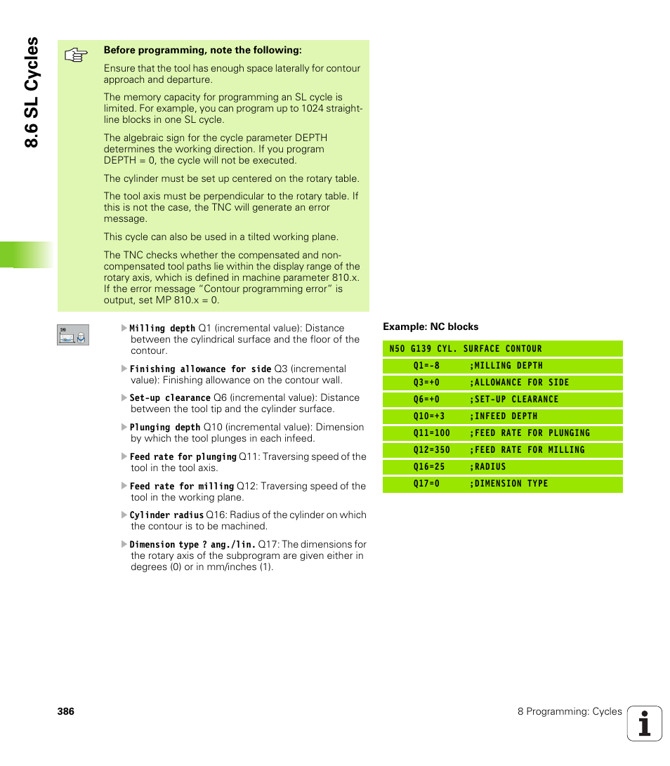 6 sl cy cles | HEIDENHAIN iTNC 530 (340 49x-02) ISO programming User Manual | Page 386 / 623