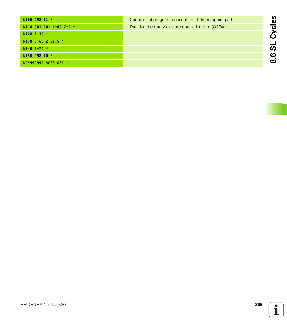 6 sl cy cles | HEIDENHAIN iTNC 530 (340 49x-02) ISO programming User Manual | Page 395 / 623