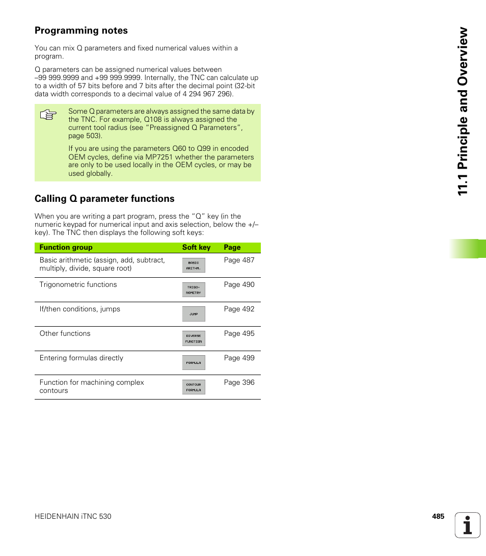 Programming notes, Calling q parameter functions, 1 pr inciple and ov erview | HEIDENHAIN iTNC 530 (340 49x-02) ISO programming User Manual | Page 485 / 623