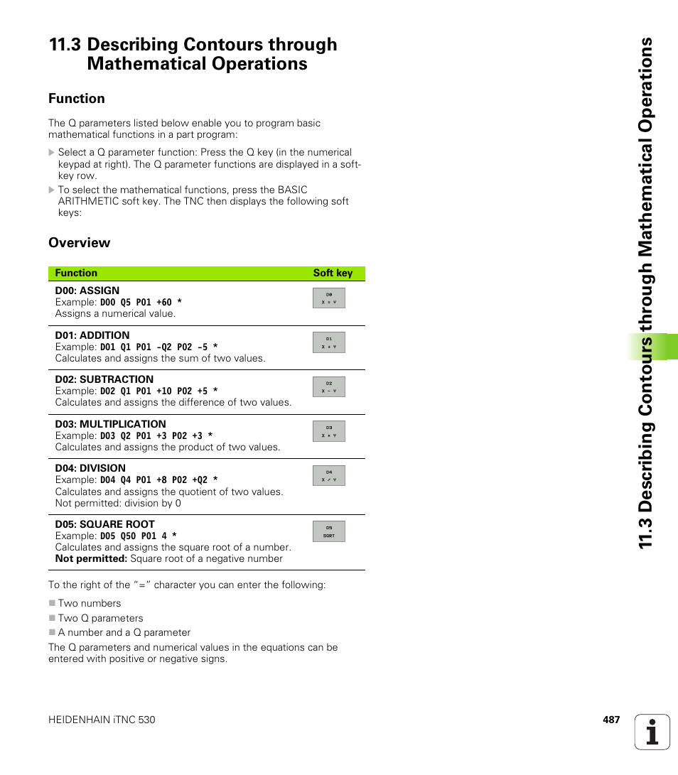 Function, Overview | HEIDENHAIN iTNC 530 (340 49x-02) ISO programming User Manual | Page 487 / 623