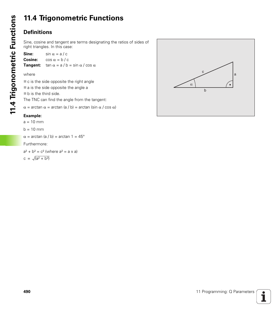4 trigonometric functions, Definitions | HEIDENHAIN iTNC 530 (340 49x-02) ISO programming User Manual | Page 490 / 623