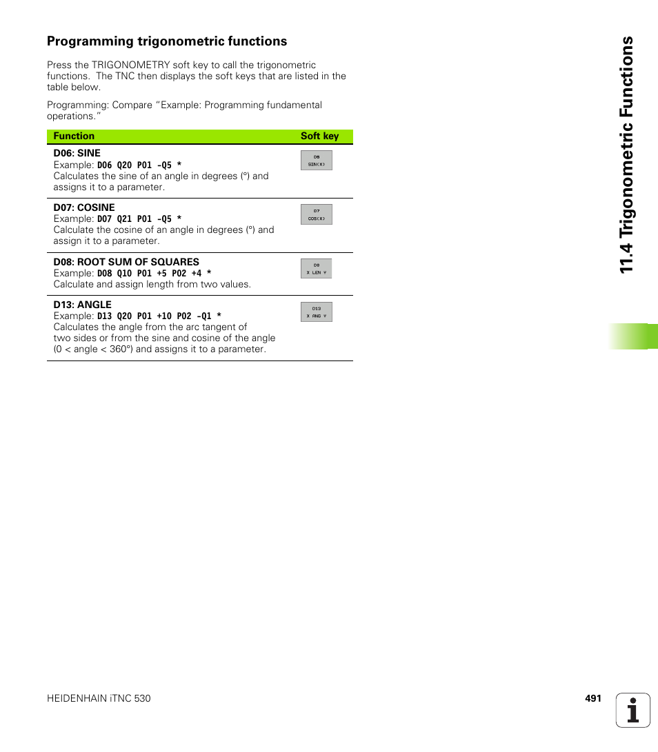 Programming trigonometric functions, 4 t rig onometr ic f unctions | HEIDENHAIN iTNC 530 (340 49x-02) ISO programming User Manual | Page 491 / 623