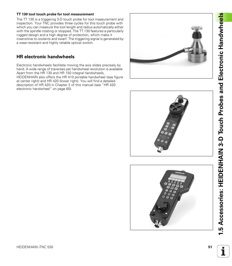 Hr electronic handwheels | HEIDENHAIN iTNC 530 (340 49x-02) ISO programming User Manual | Page 51 / 623