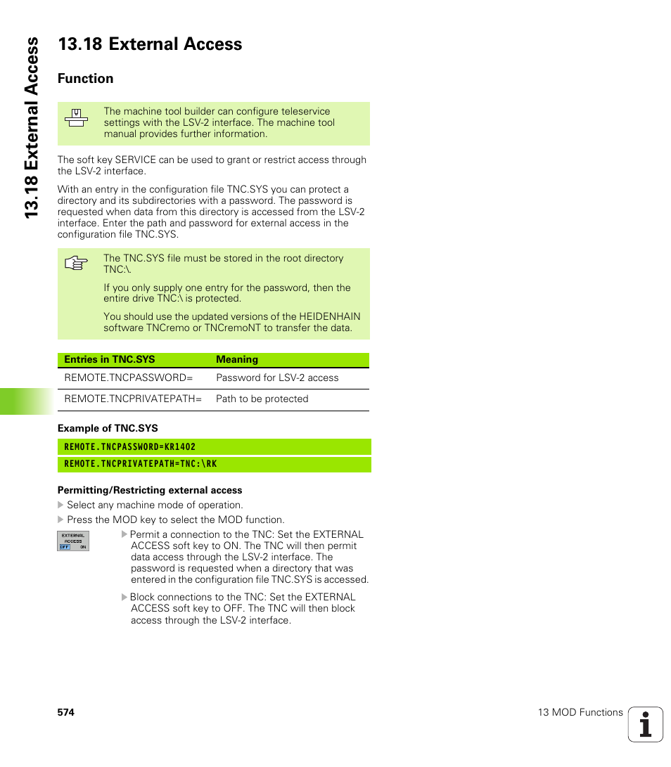 18 external access, Function | HEIDENHAIN iTNC 530 (340 49x-02) ISO programming User Manual | Page 574 / 623