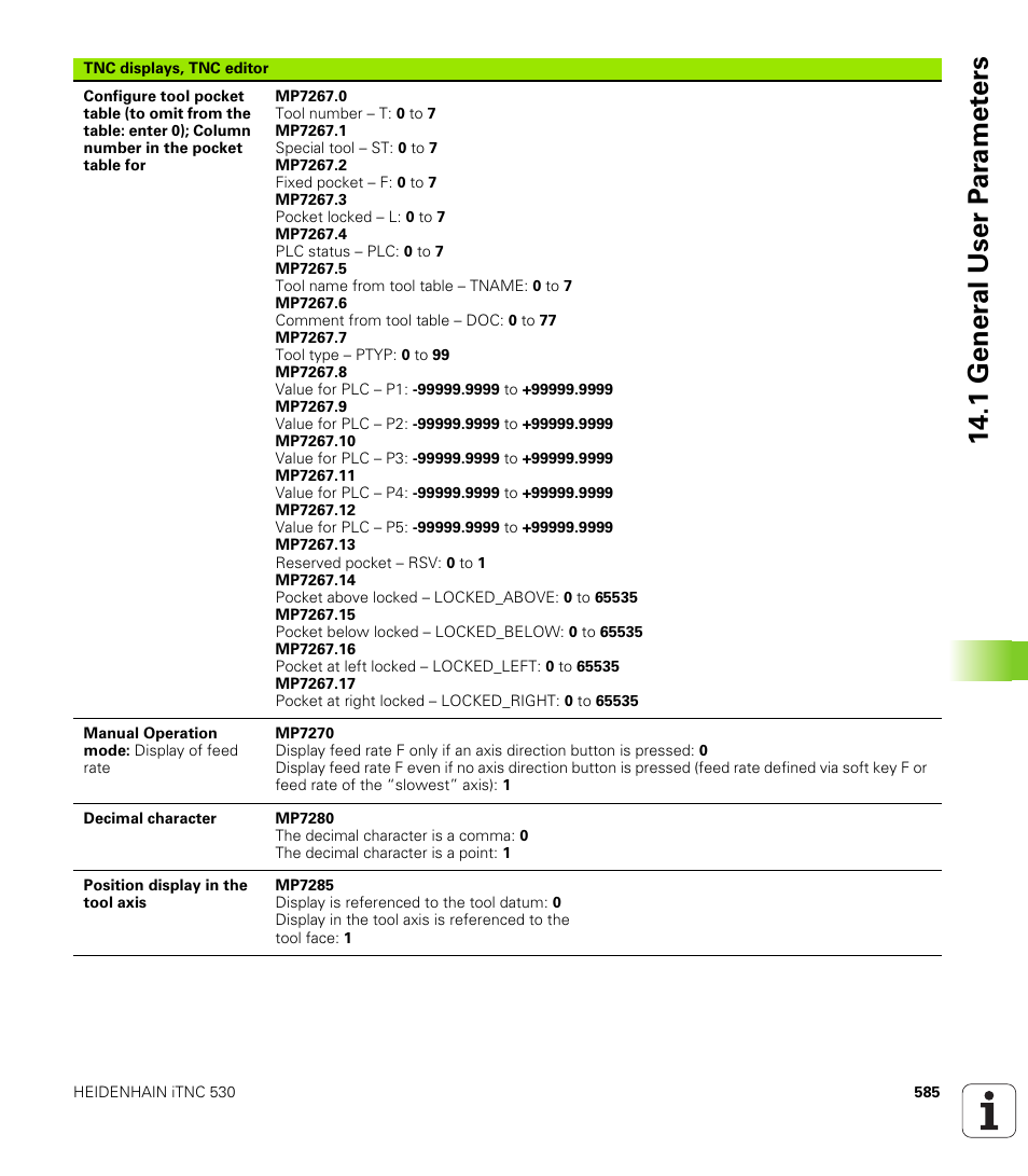 1 gener a l user p a ra met e rs | HEIDENHAIN iTNC 530 (340 49x-02) ISO programming User Manual | Page 585 / 623