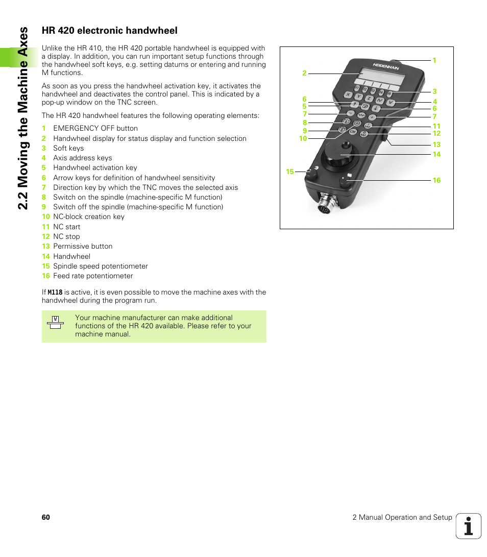 Hr 420 electronic handwheel, 2 mo ving the mac hine ax es | HEIDENHAIN iTNC 530 (340 49x-02) ISO programming User Manual | Page 60 / 623