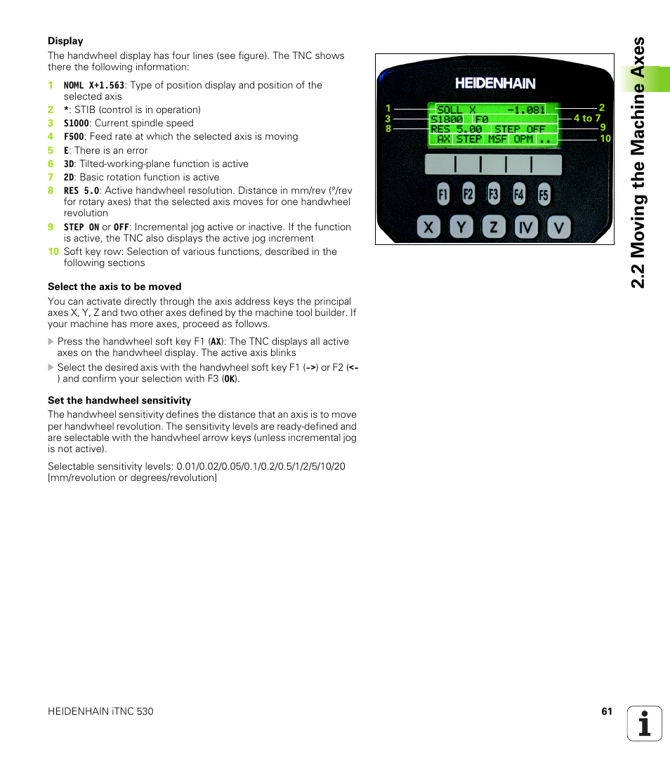 2 mo ving the mac hine ax es | HEIDENHAIN iTNC 530 (340 49x-02) ISO programming User Manual | Page 61 / 623