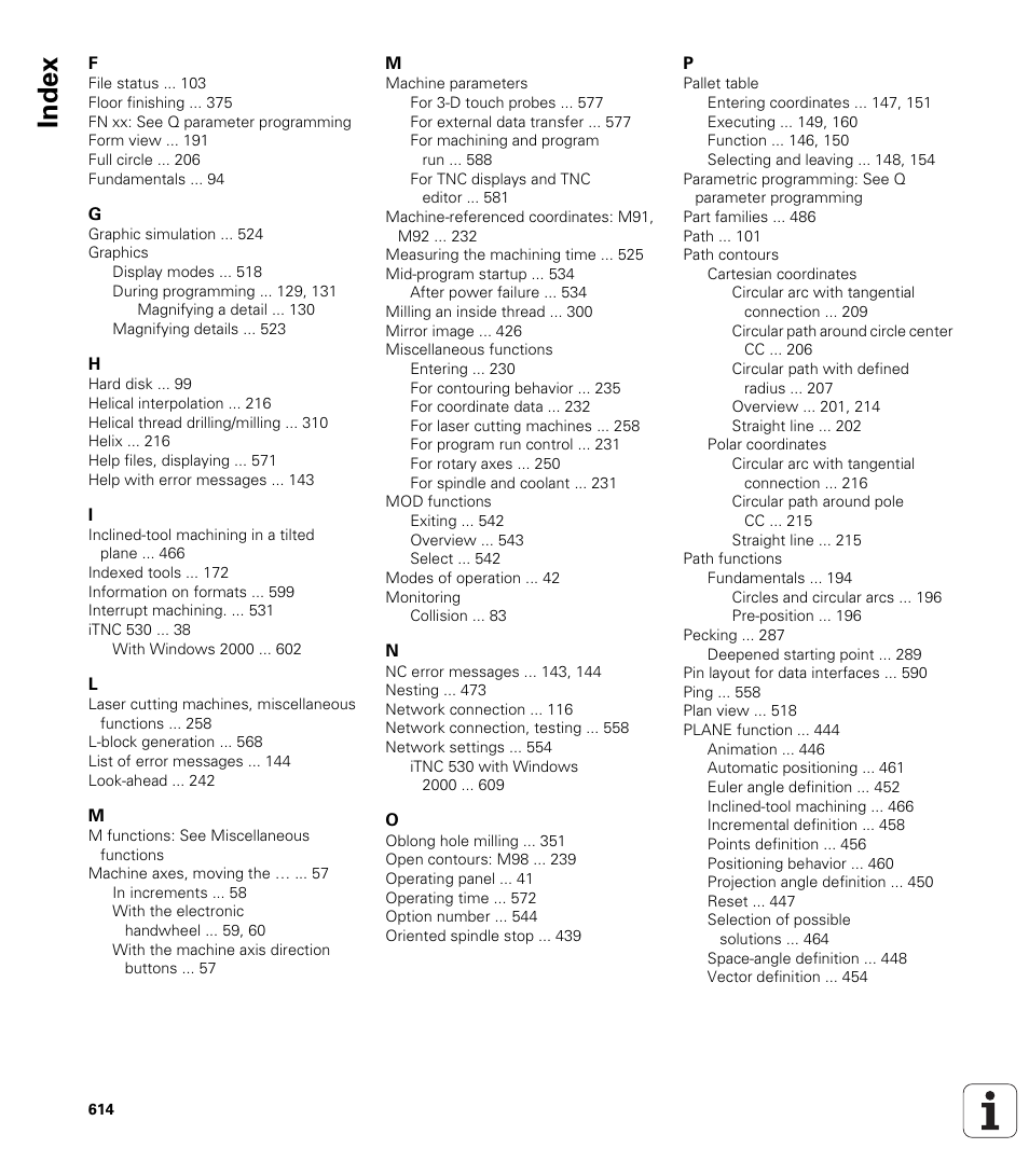 Index | HEIDENHAIN iTNC 530 (340 49x-02) ISO programming User Manual | Page 614 / 623