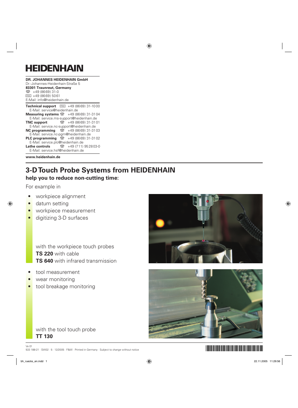 D touch probe systems from heidenhain | HEIDENHAIN iTNC 530 (340 49x-02) ISO programming User Manual | Page 623 / 623