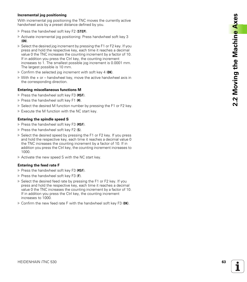 2 mo ving the mac hine ax es | HEIDENHAIN iTNC 530 (340 49x-02) ISO programming User Manual | Page 63 / 623