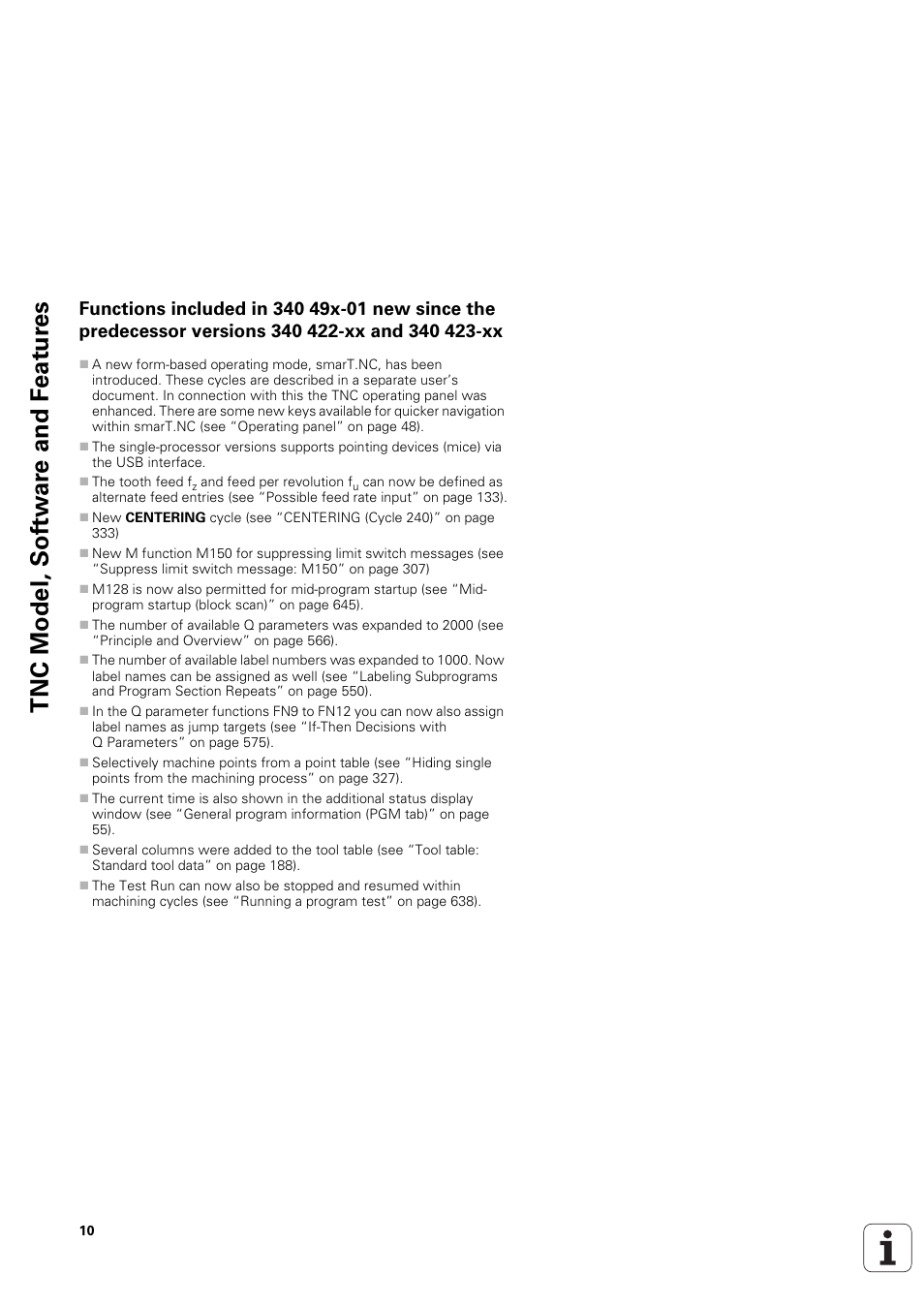 Tnc model, sof tw a re and f eat ur es | HEIDENHAIN iTNC 530 (340 49x-03) User Manual | Page 10 / 753