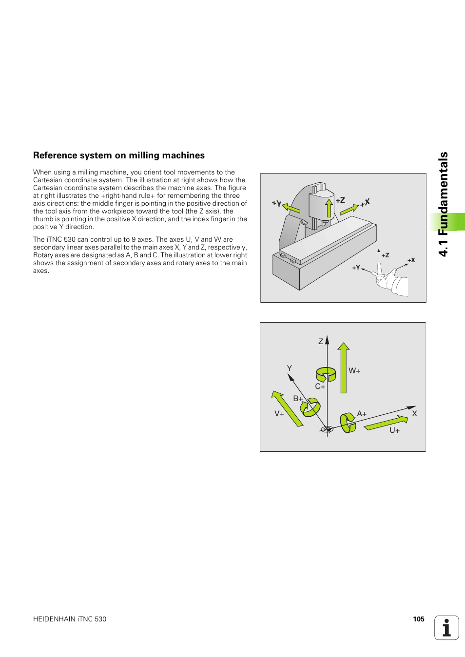 Reference system on milling machines, 1 f u ndam e n tals | HEIDENHAIN iTNC 530 (340 49x-03) User Manual | Page 105 / 753