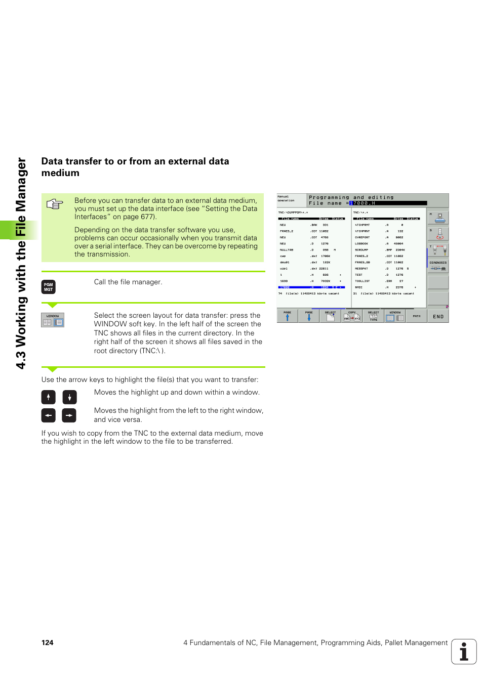 Data transfer to or from an external data medium, 3 w o rk ing with the file manag e r | HEIDENHAIN iTNC 530 (340 49x-03) User Manual | Page 124 / 753