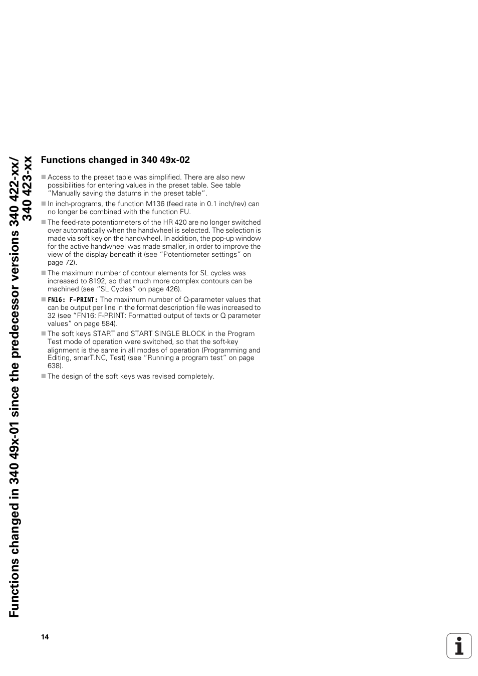 Functions changed in 340 49x-02 | HEIDENHAIN iTNC 530 (340 49x-03) User Manual | Page 14 / 753