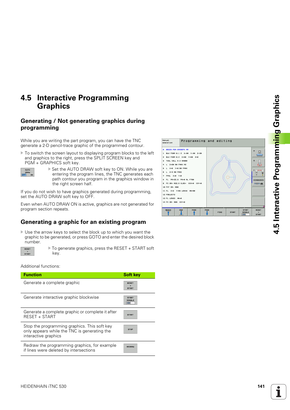 5 interactive programming graphics, Generating a graphic for an existing program | HEIDENHAIN iTNC 530 (340 49x-03) User Manual | Page 141 / 753
