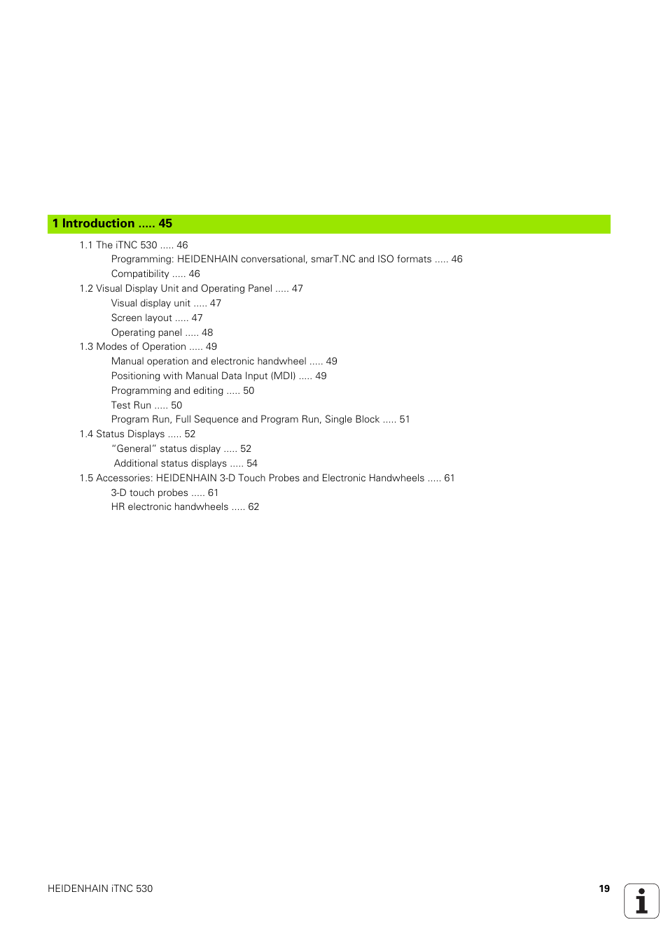 1 introduction, Introduction | HEIDENHAIN iTNC 530 (340 49x-03) User Manual | Page 19 / 753