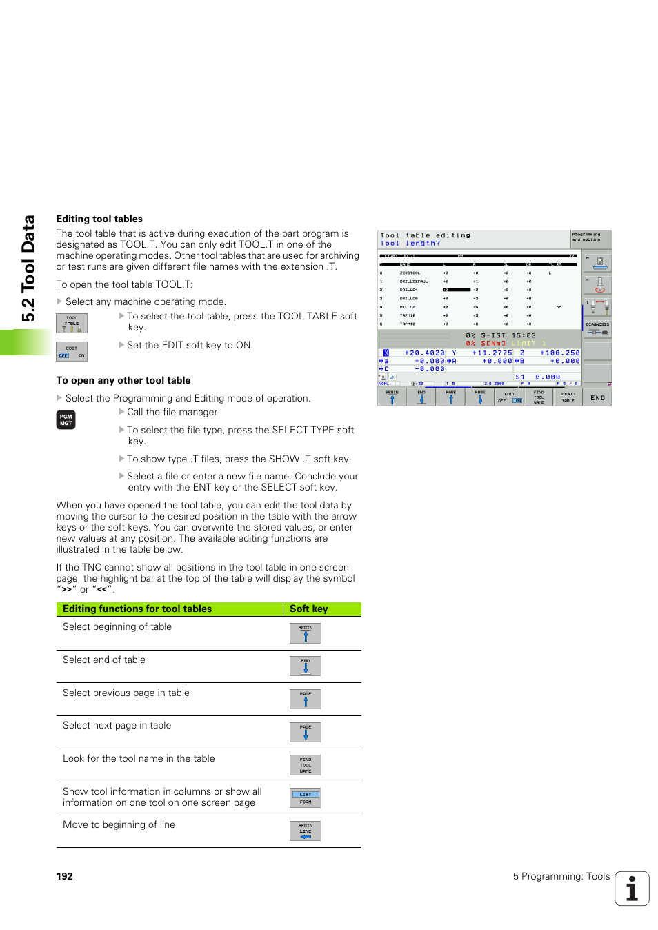 2 t o ol d a ta | HEIDENHAIN iTNC 530 (340 49x-03) User Manual | Page 192 / 753