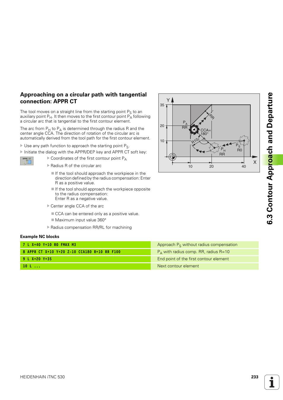 3 cont our appr oac h and depar tur e | HEIDENHAIN iTNC 530 (340 49x-03) User Manual | Page 233 / 753