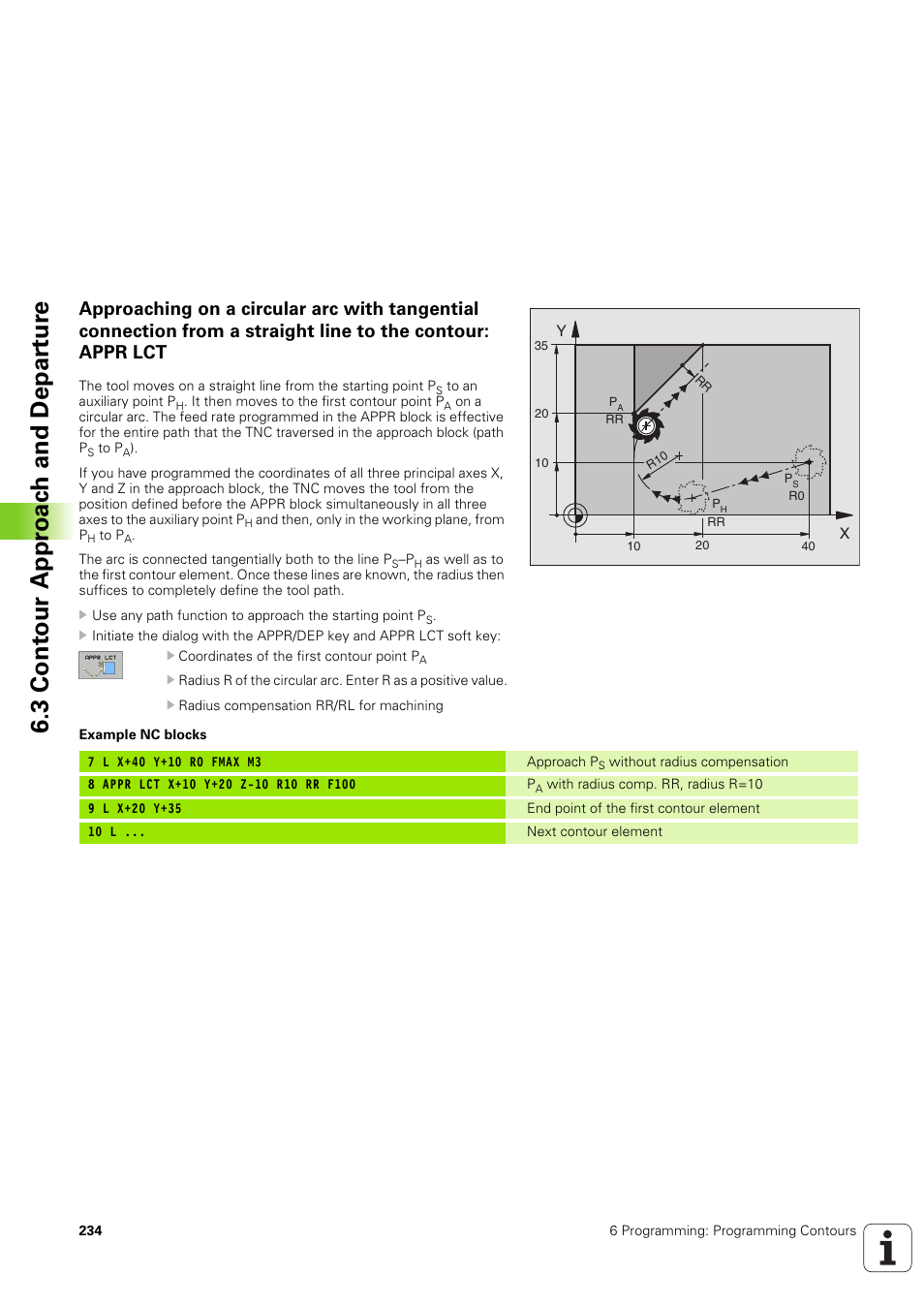 3 cont our appr oac h and depar tur e | HEIDENHAIN iTNC 530 (340 49x-03) User Manual | Page 234 / 753