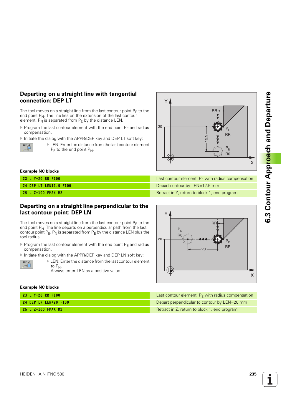 3 cont our appr oac h and depar tur e | HEIDENHAIN iTNC 530 (340 49x-03) User Manual | Page 235 / 753
