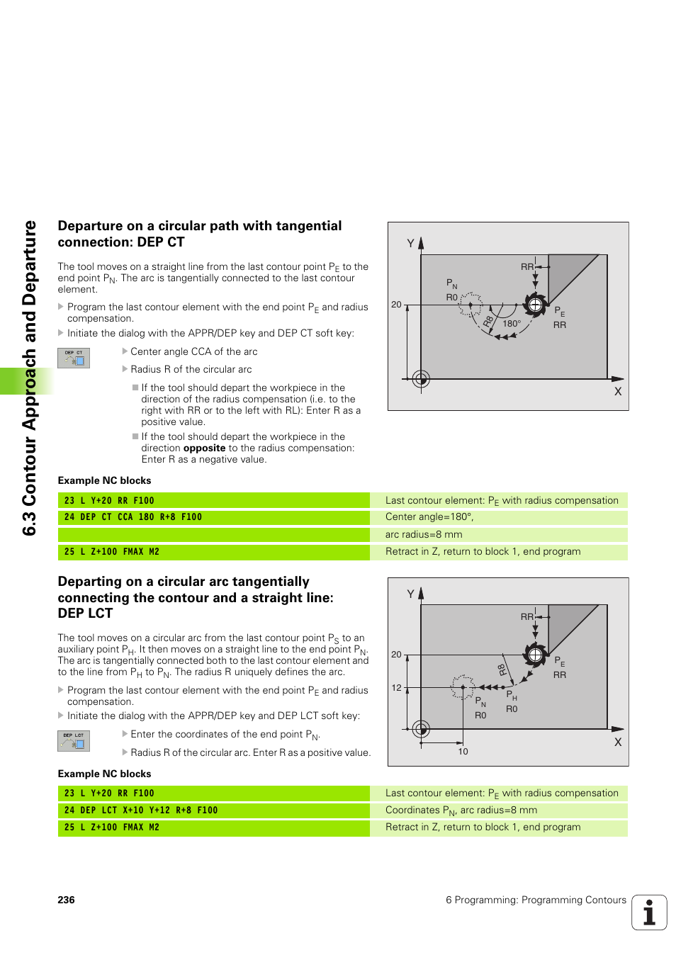 3 cont our appr oac h and depar tur e | HEIDENHAIN iTNC 530 (340 49x-03) User Manual | Page 236 / 753